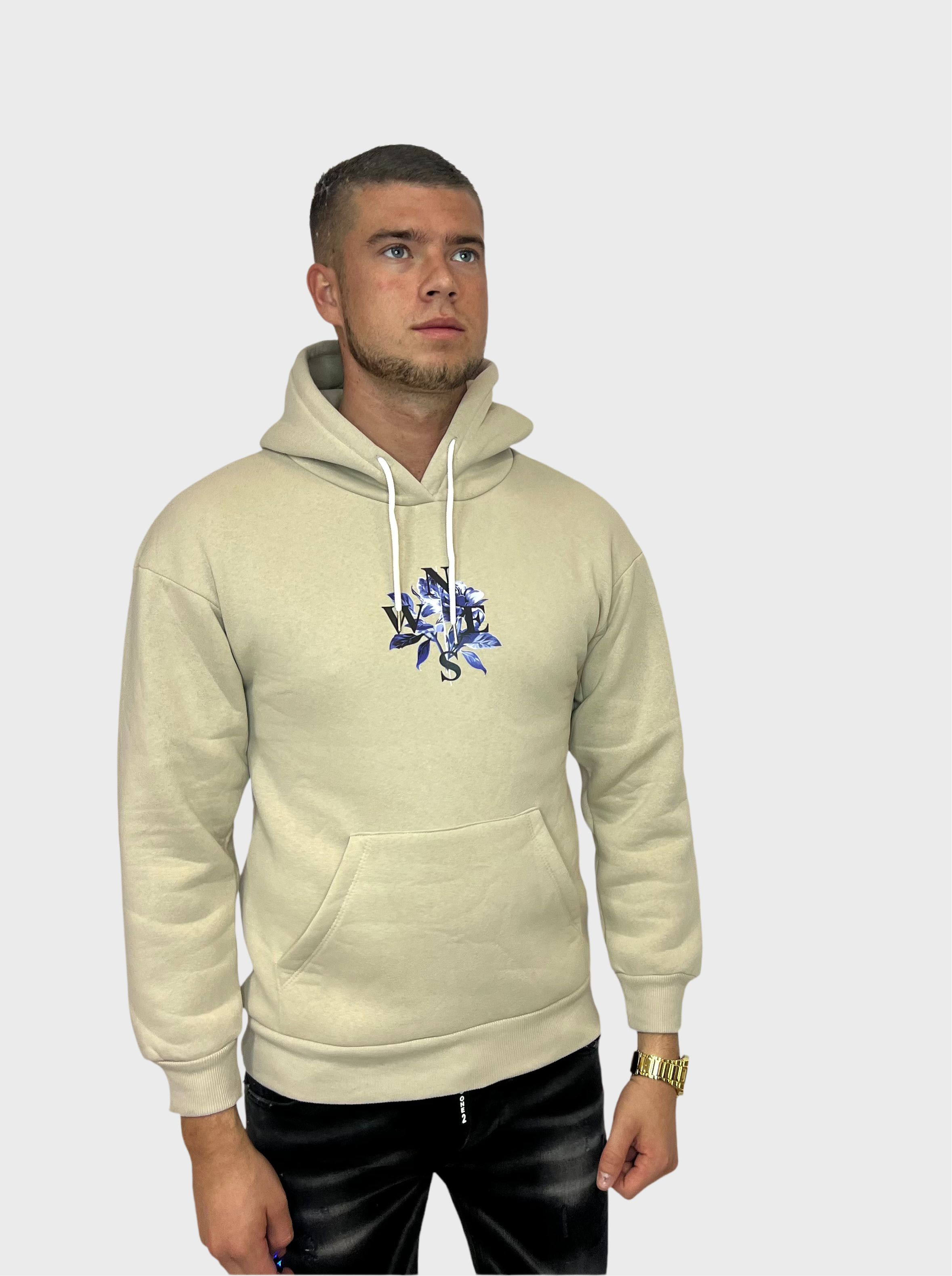 Blue Rose Hoodie - Beige