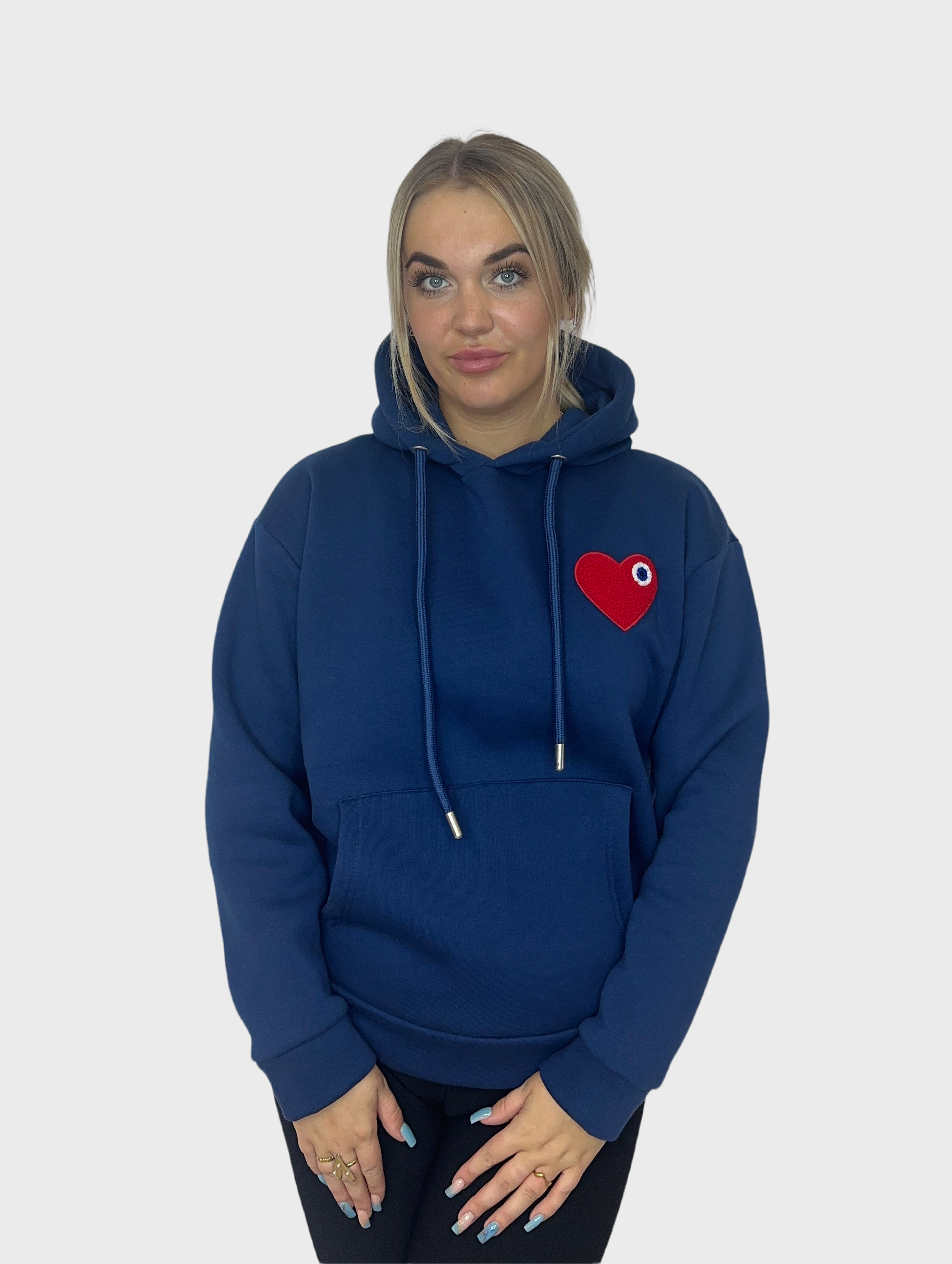 Eyes Heart Hoodie - Navy met Rood