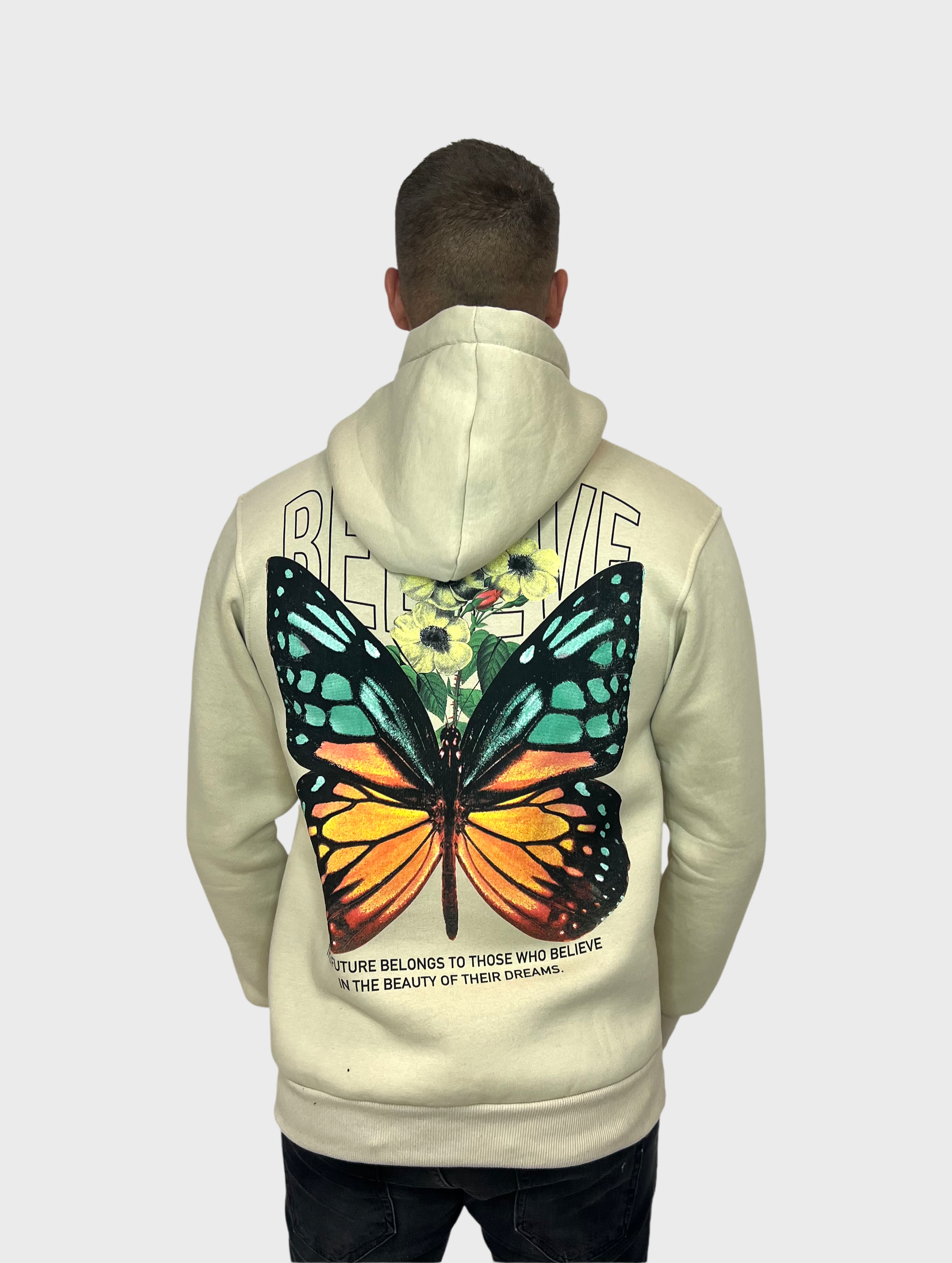 Believe Butterfly Hoodie - Beige