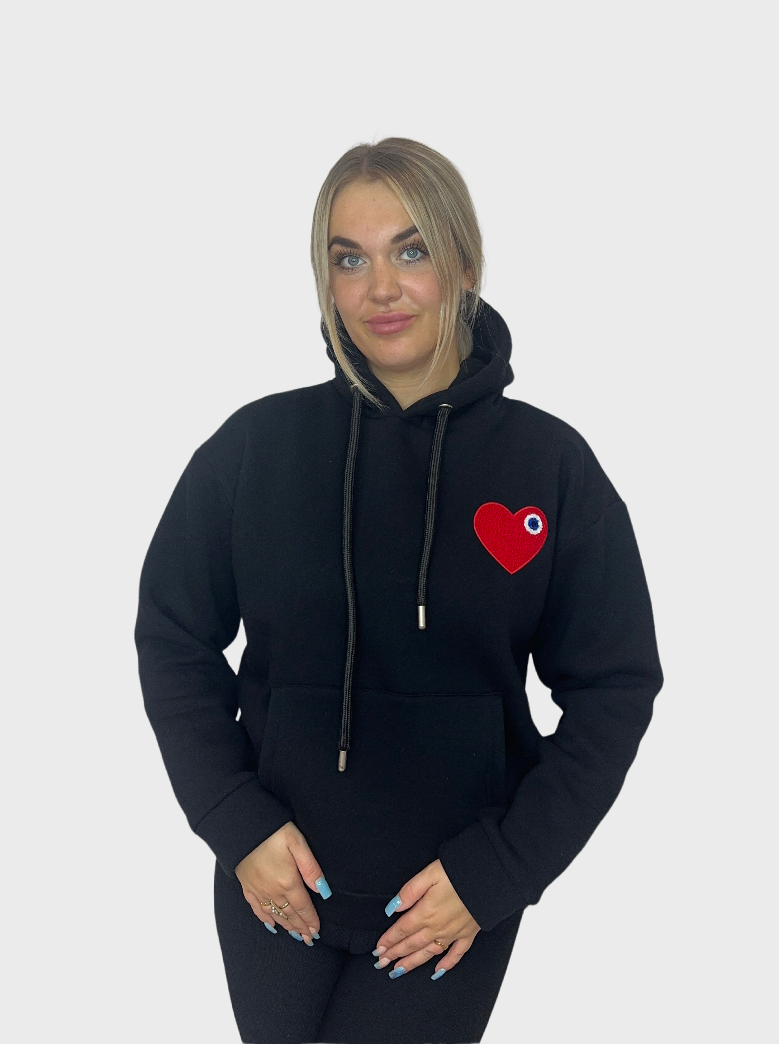 Eyes Heart Hoodie - Zwart met Rood