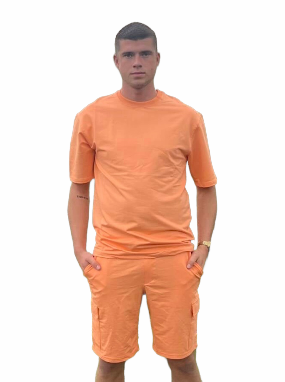 Comfy Trainingspak Short - Oranje - Flexxfashion Flexxfashion Comfy Trainingspak Short - Oranje