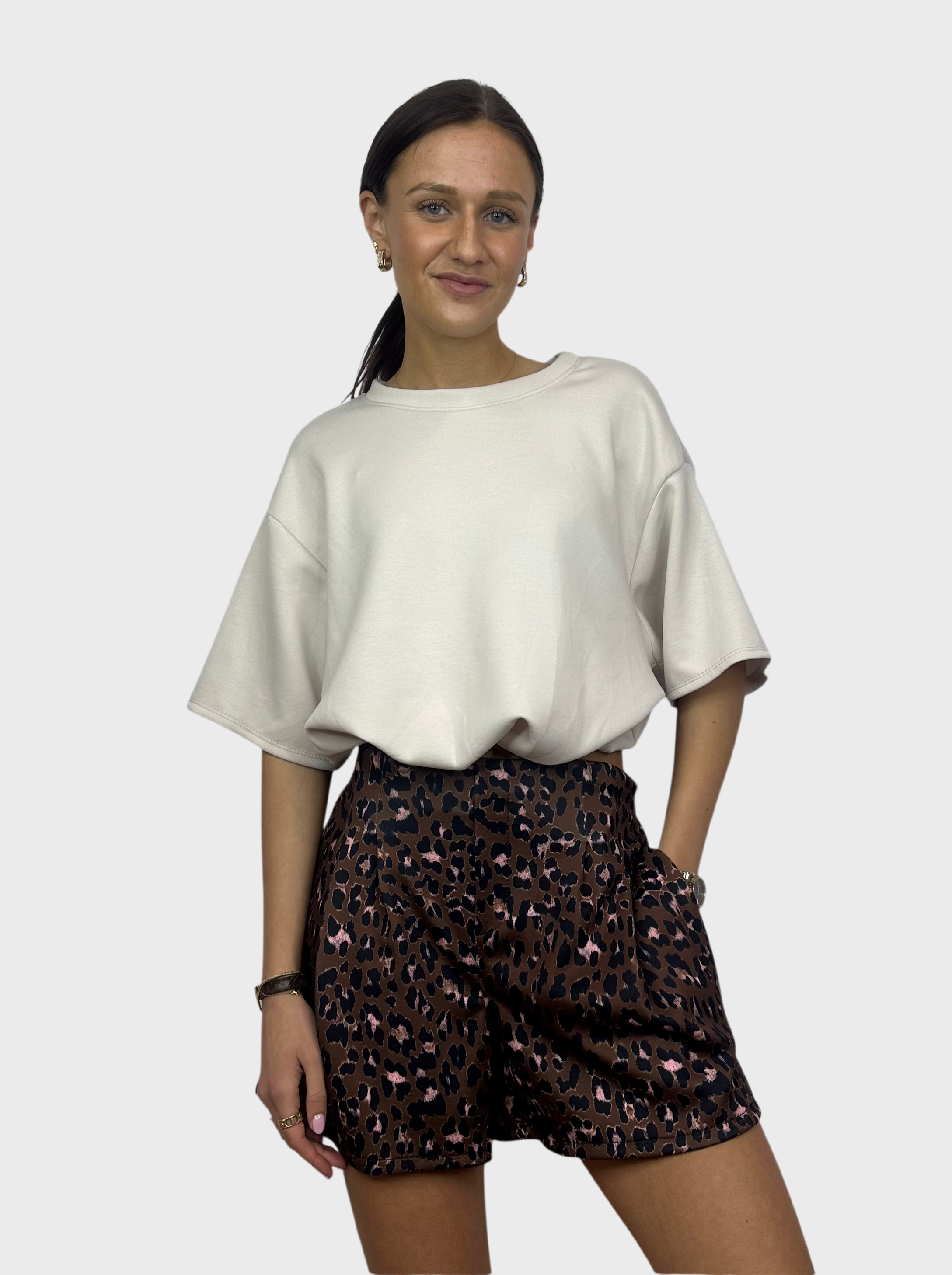 Leopard Short - Bruin met Roze