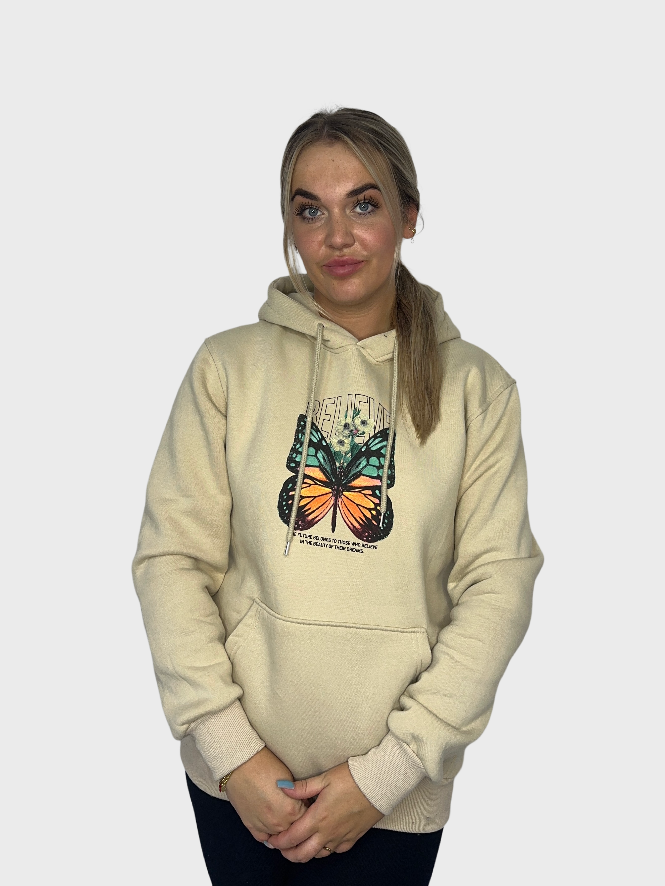 Believe Butterfly Hoodie - Beige