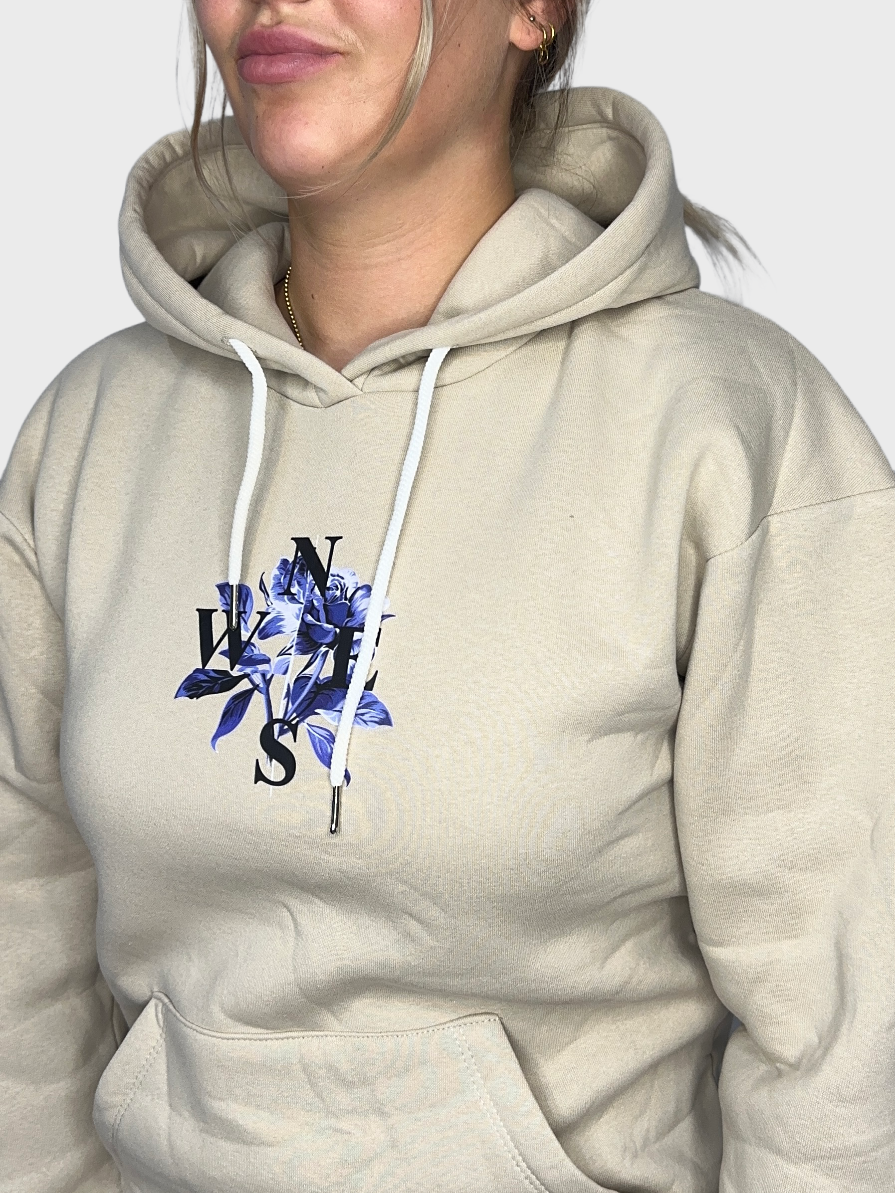 Blue Rose Hoodie - Beige