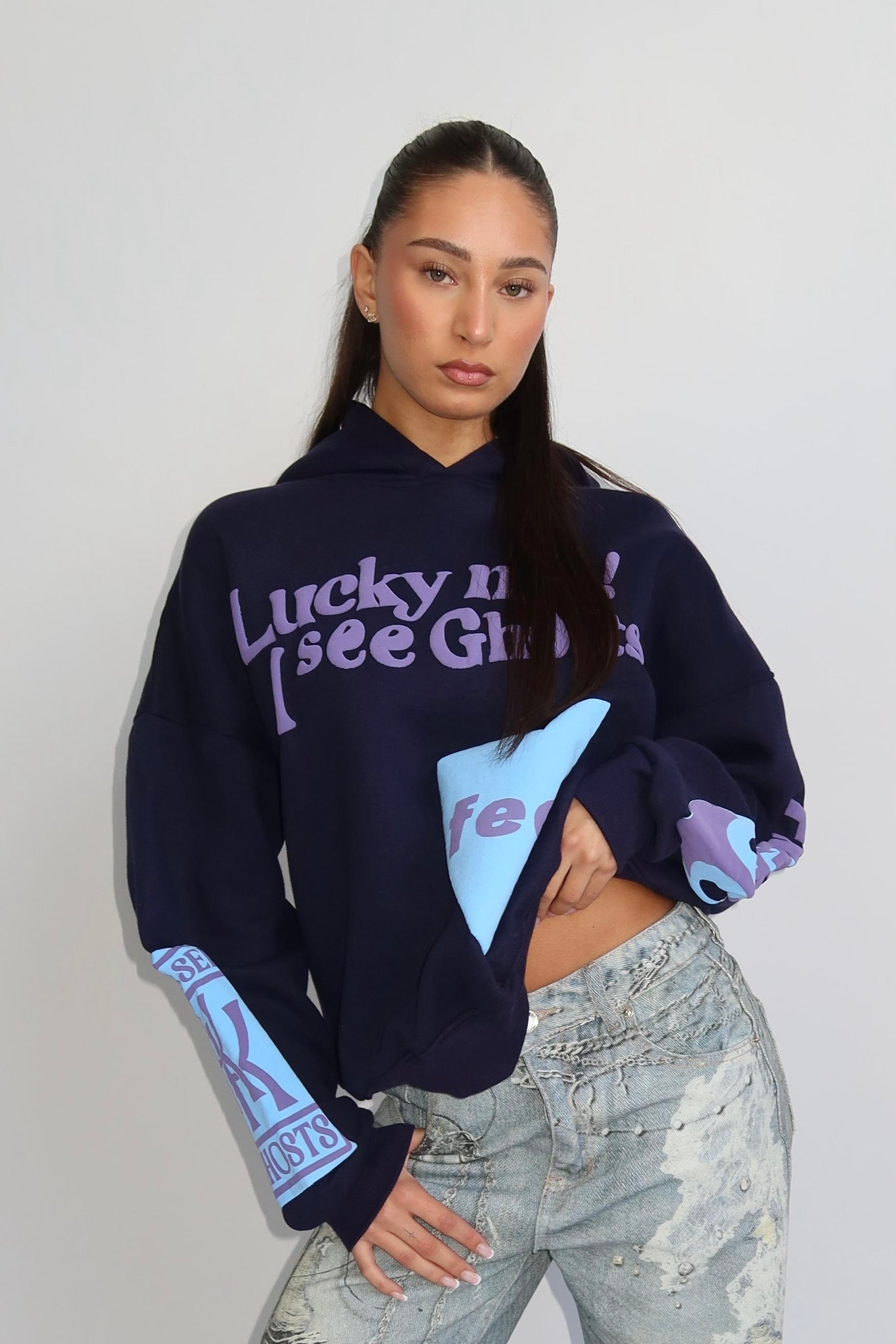 Lucky Me Hoodie - Navy met Blauw