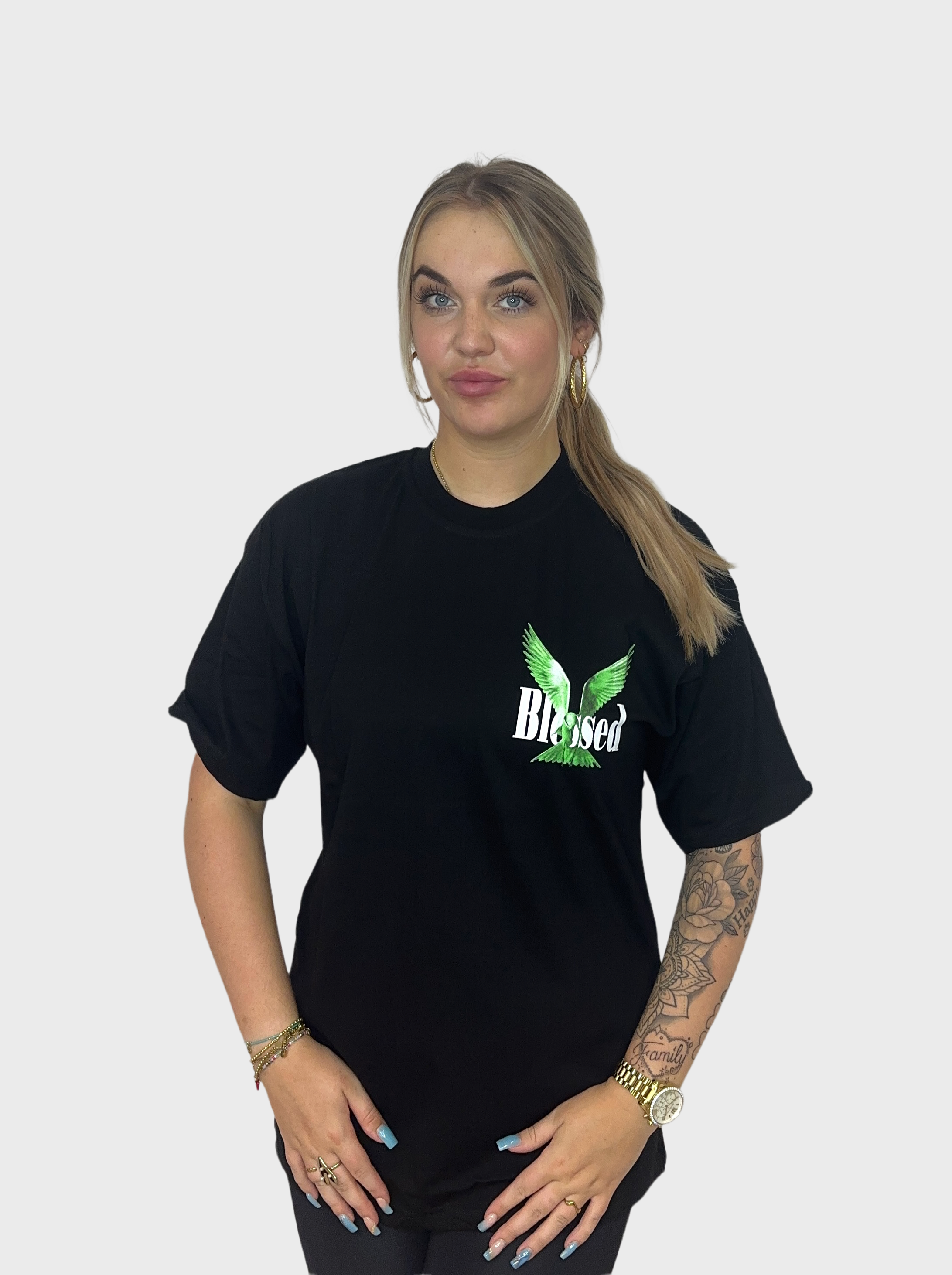 Blessed Groen T-Shirt - Zwart