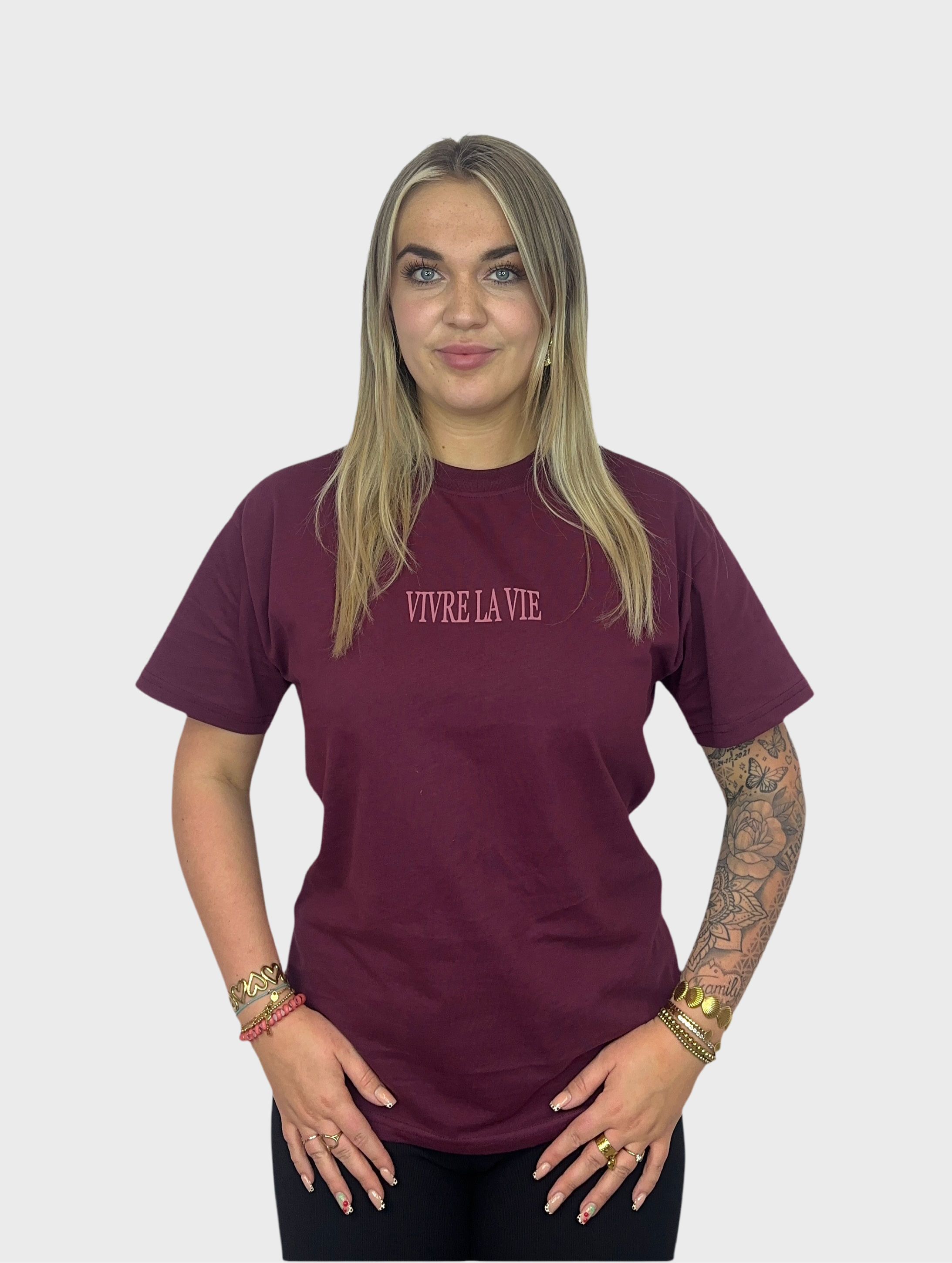 Vivre La Vie T-Shirt - Bordeaux