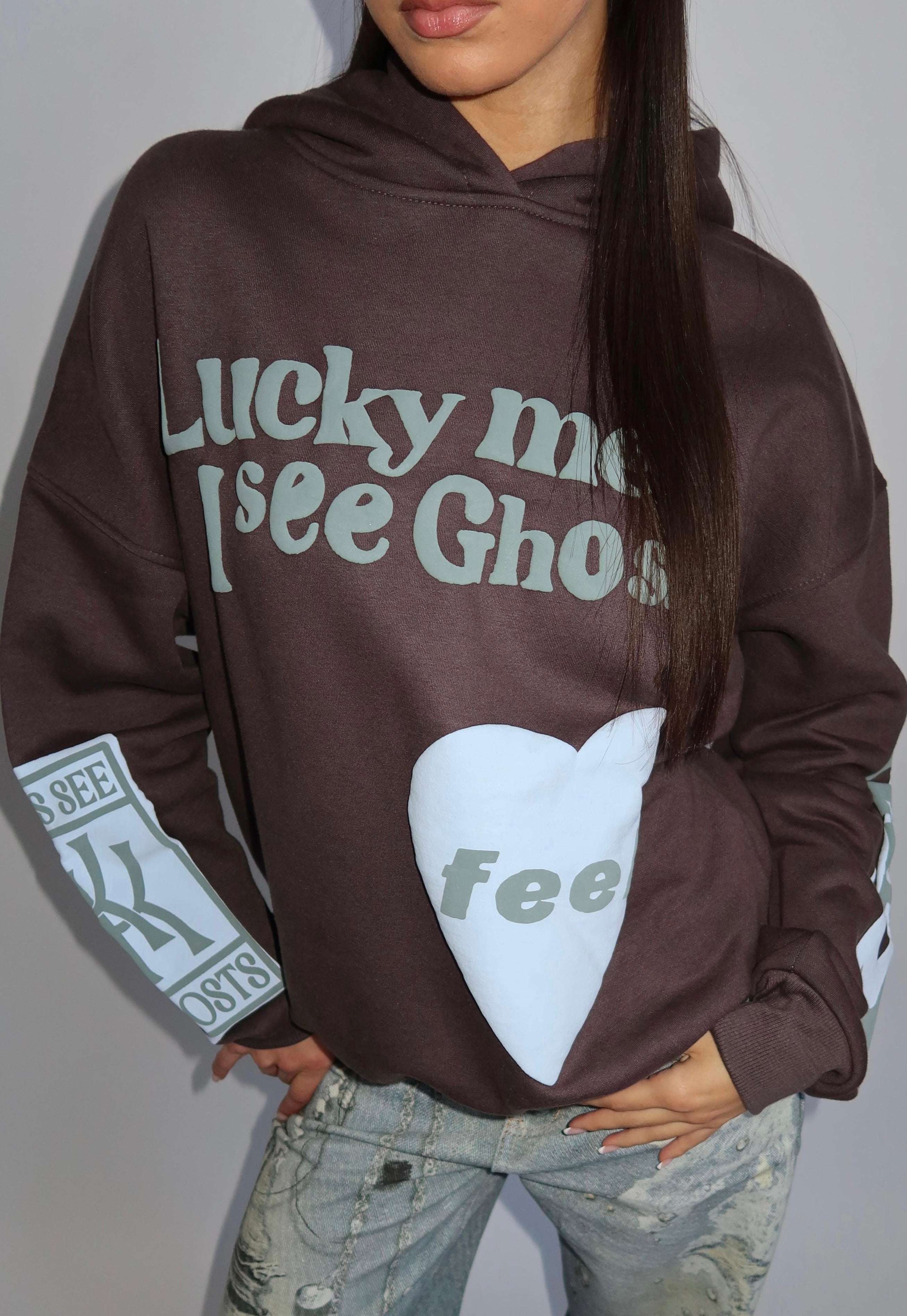 Lucky Me Hoodie - Donker Grijs met Licht Blauw