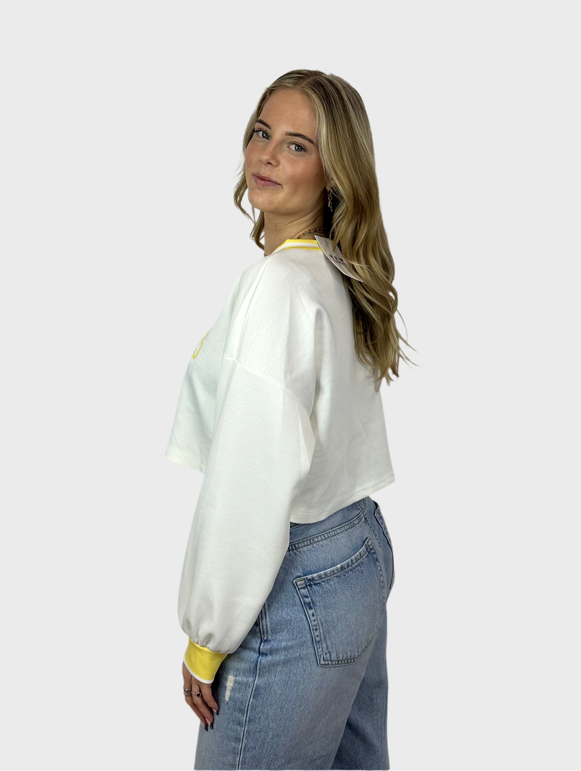 Los Angeles Crop Top - Wit met Geel