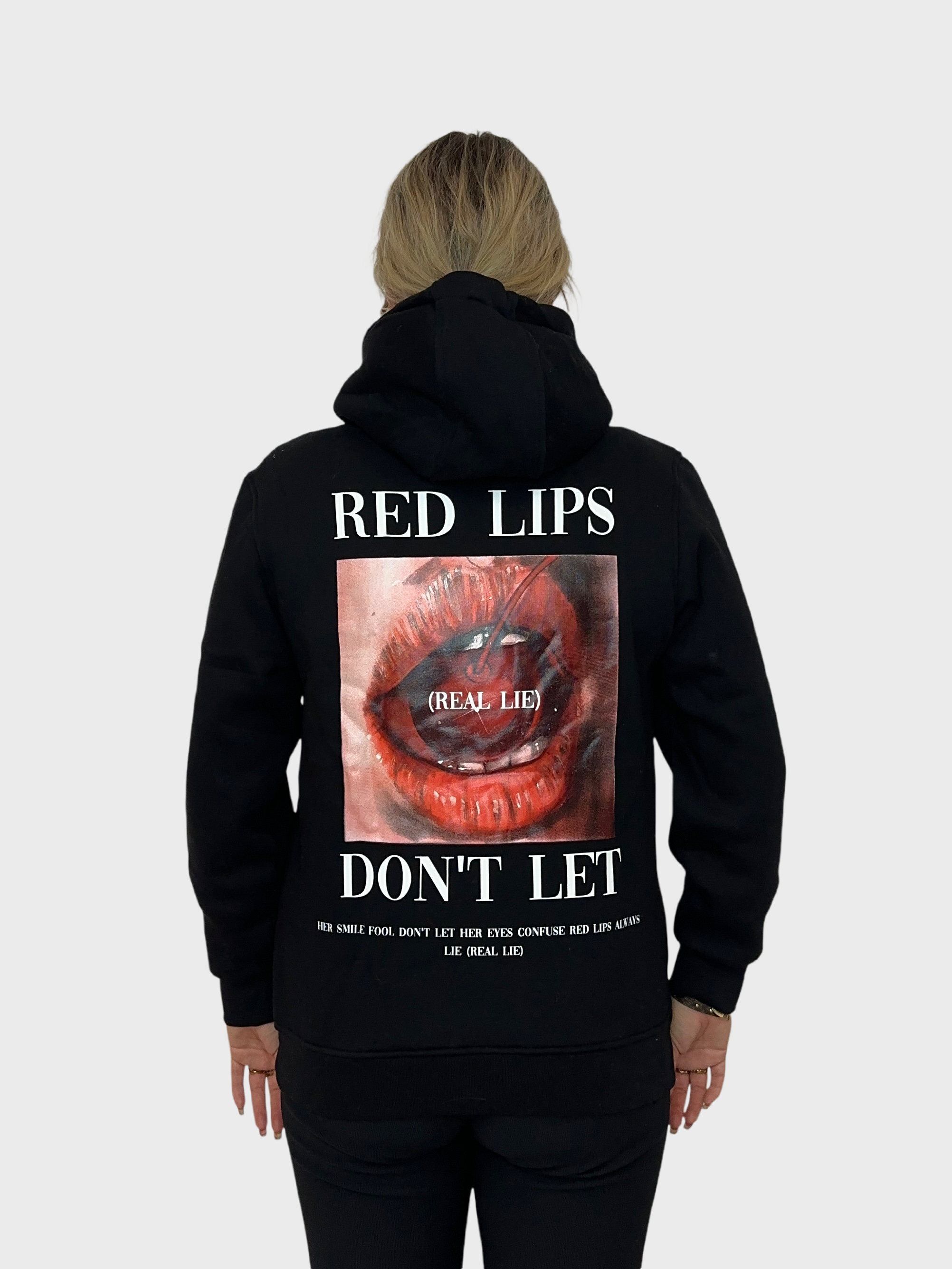 Red Lips Hoodie - Zwart