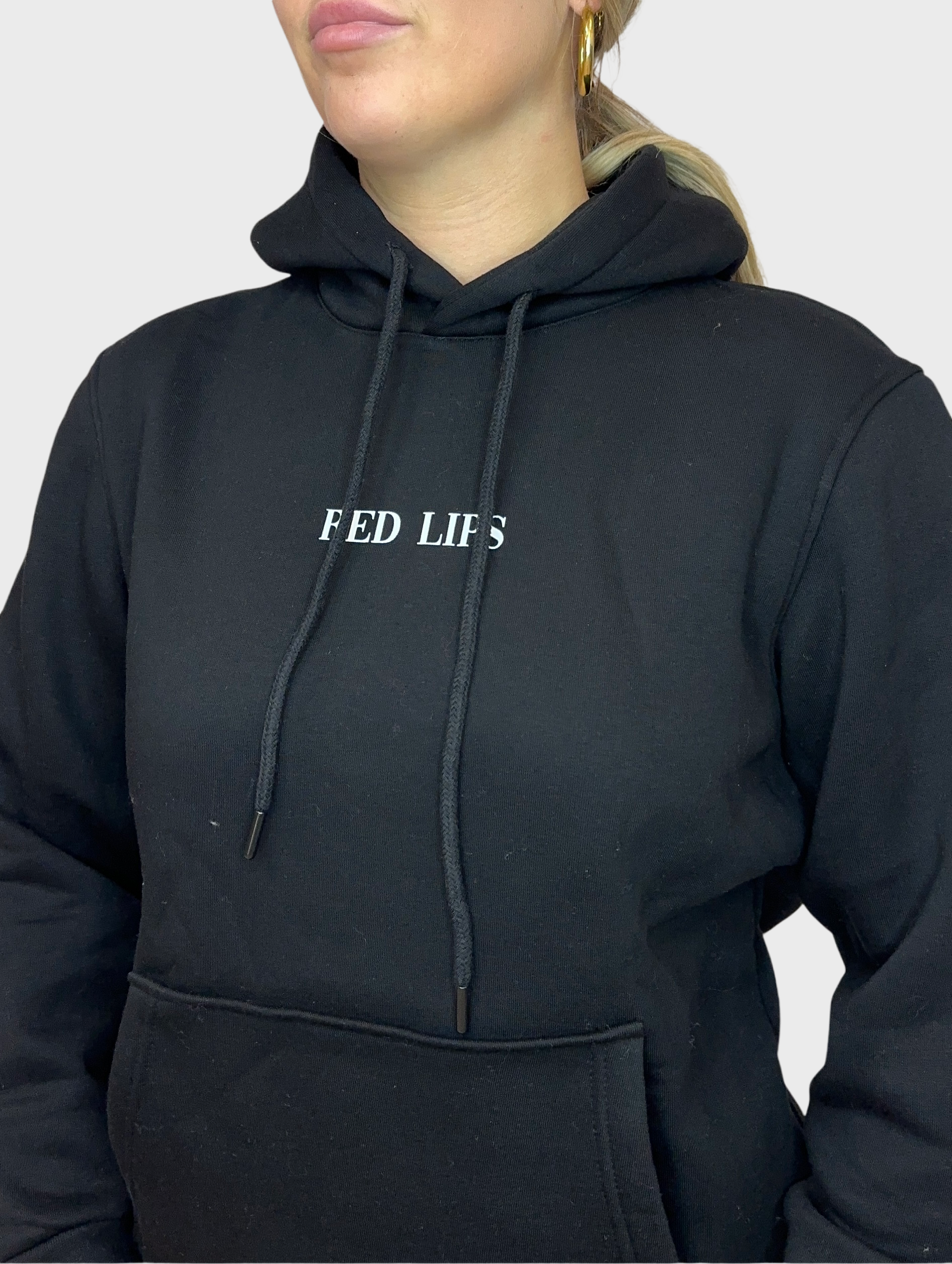 Red Lips Hoodie - Zwart