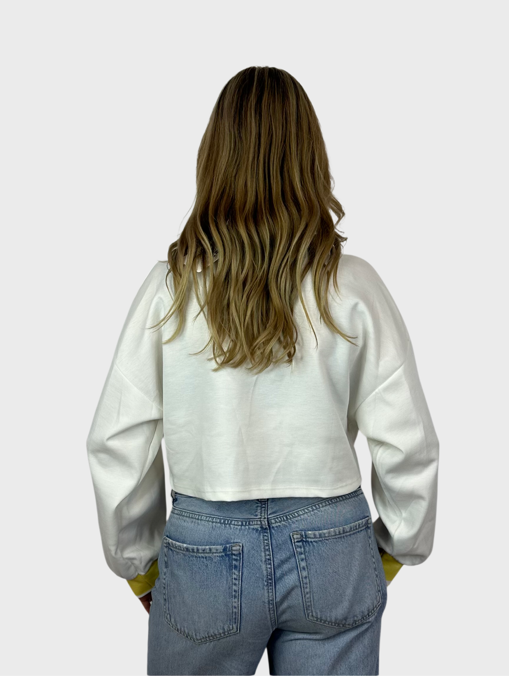 Los Angeles Crop Top - Wit met Geel
