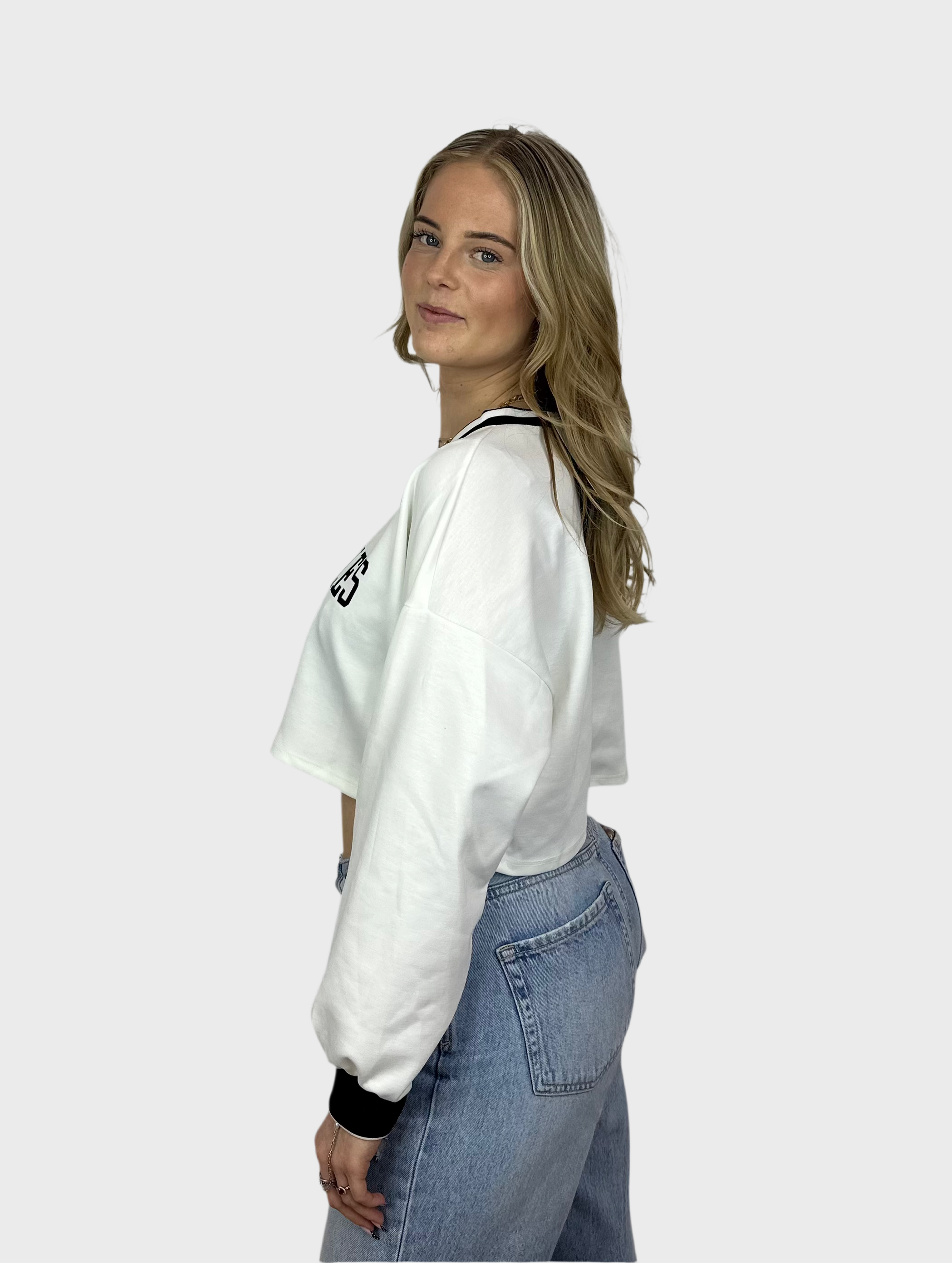 Los Angeles Crop Top - Wit met Zwart