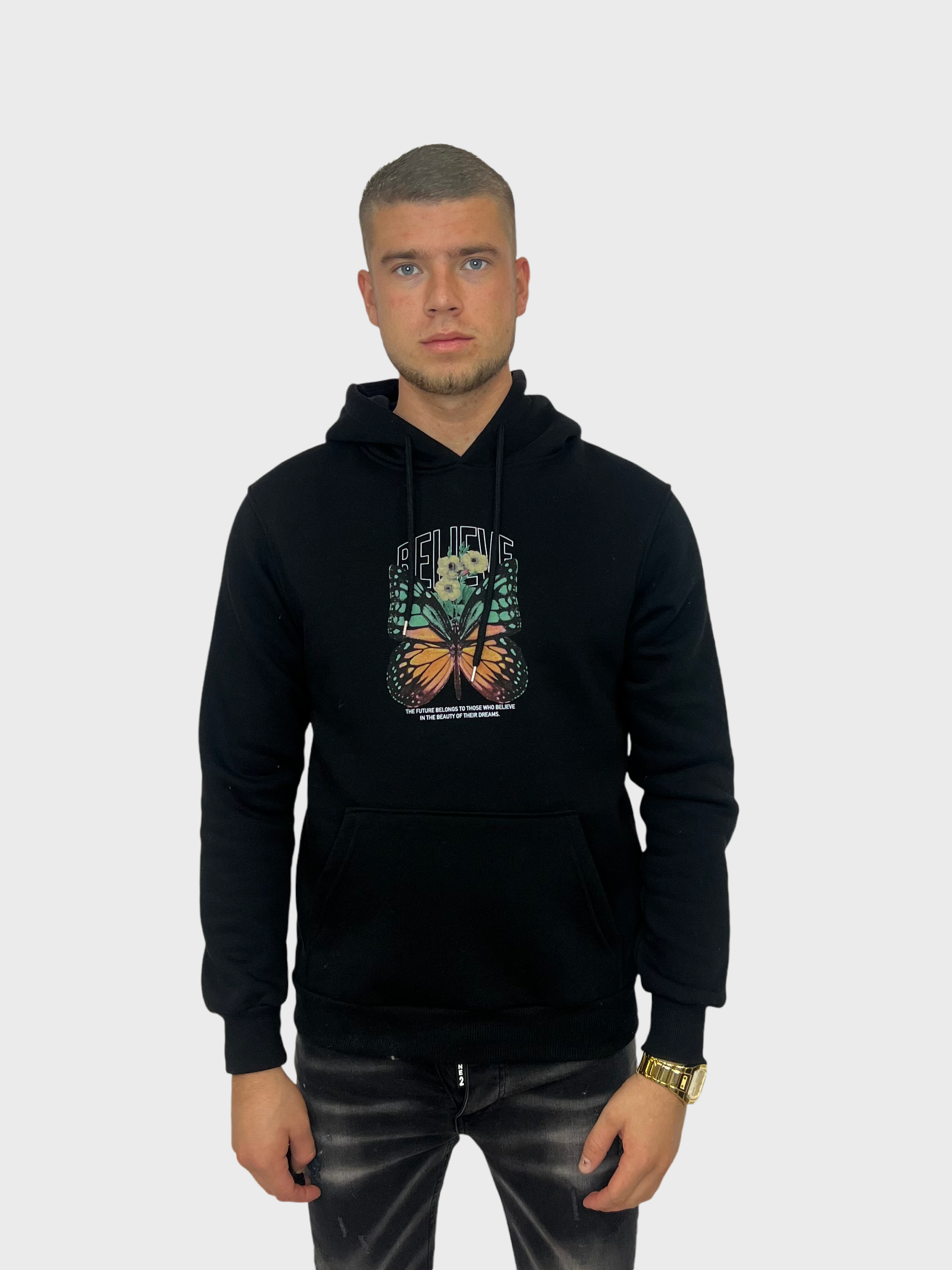 Believe Butterfly Hoodie - Zwart