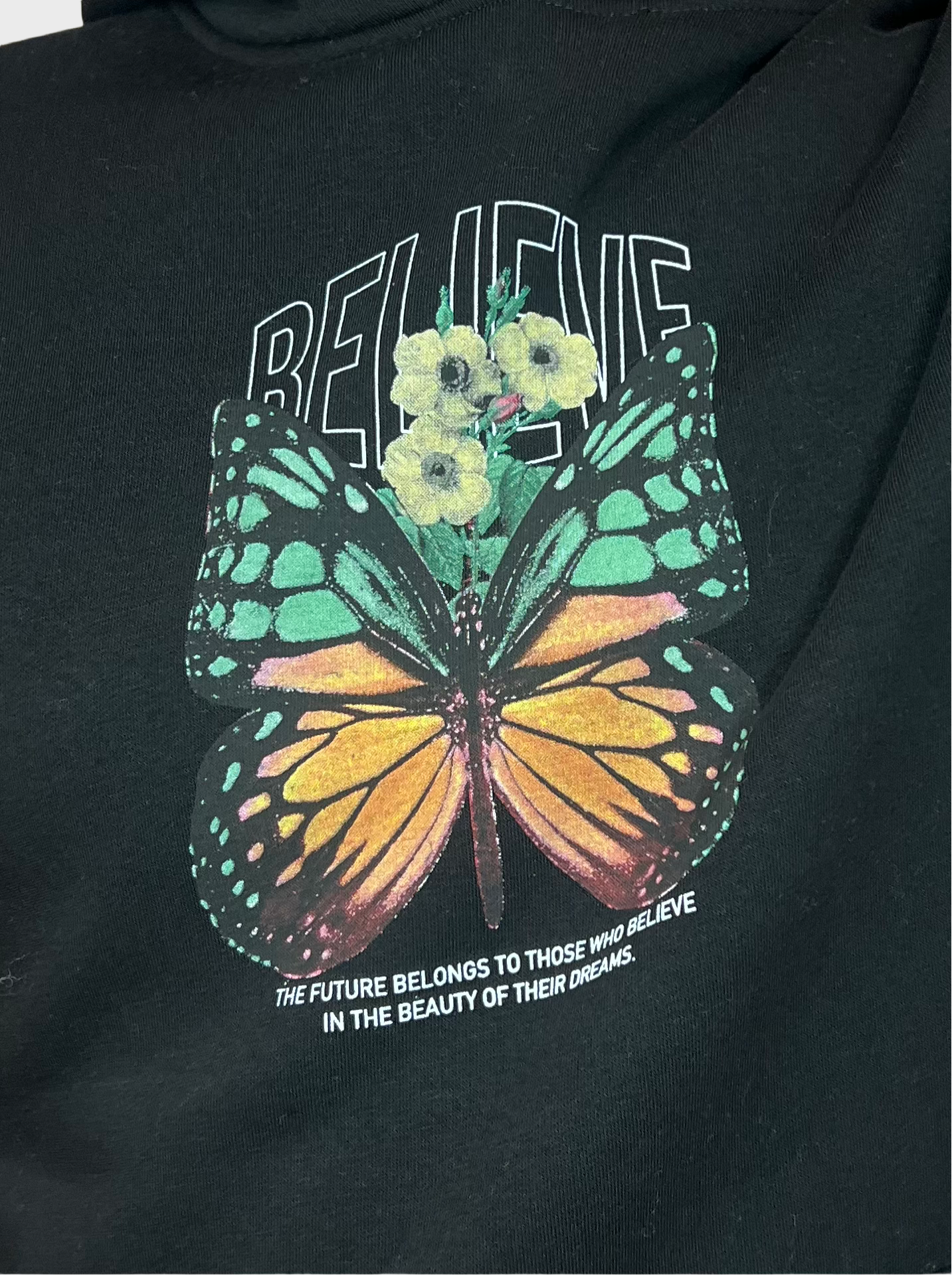 Believe Butterfly Hoodie - Zwart