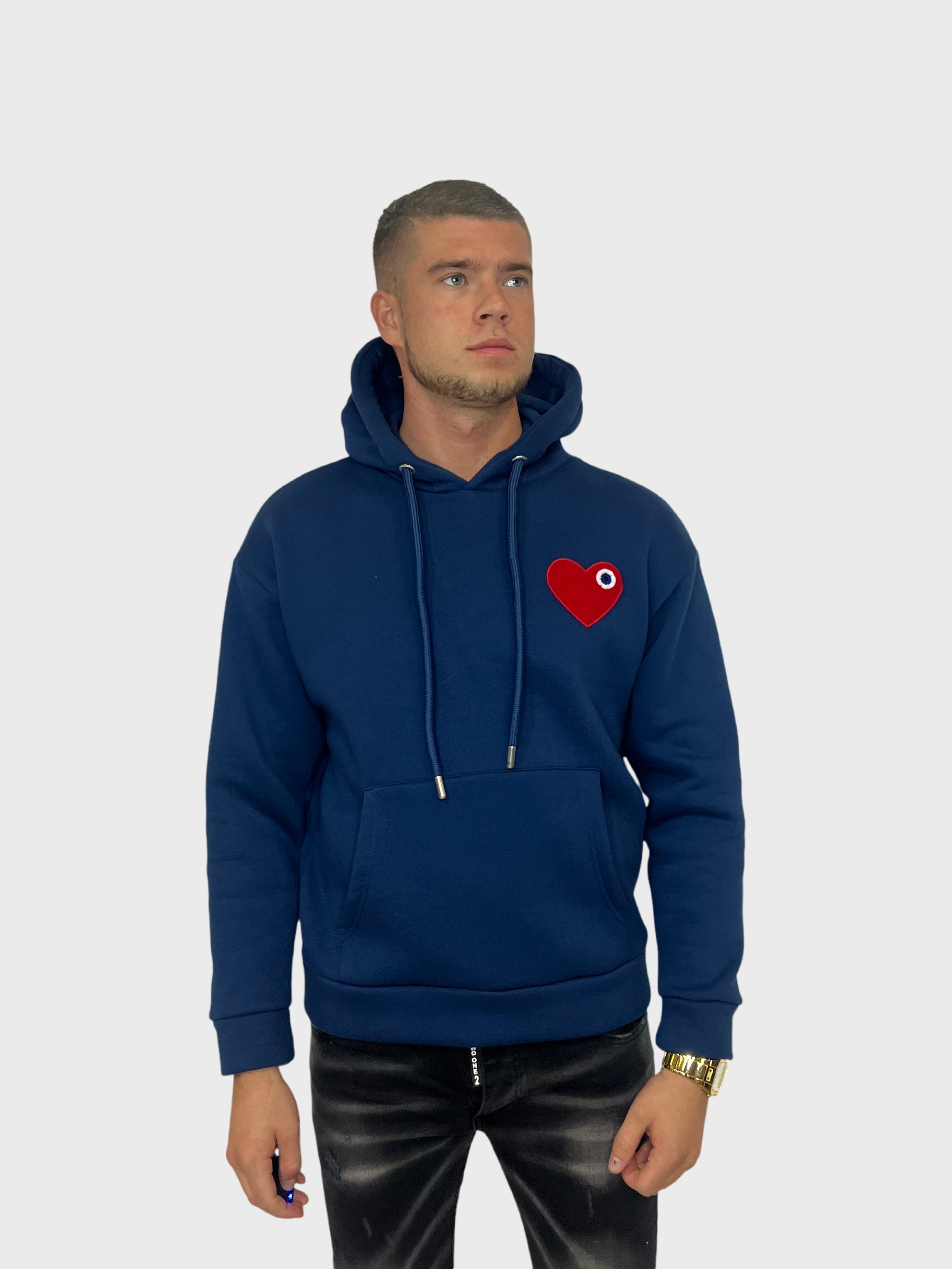 Eyes Heart Hoodie - Navy met Rood