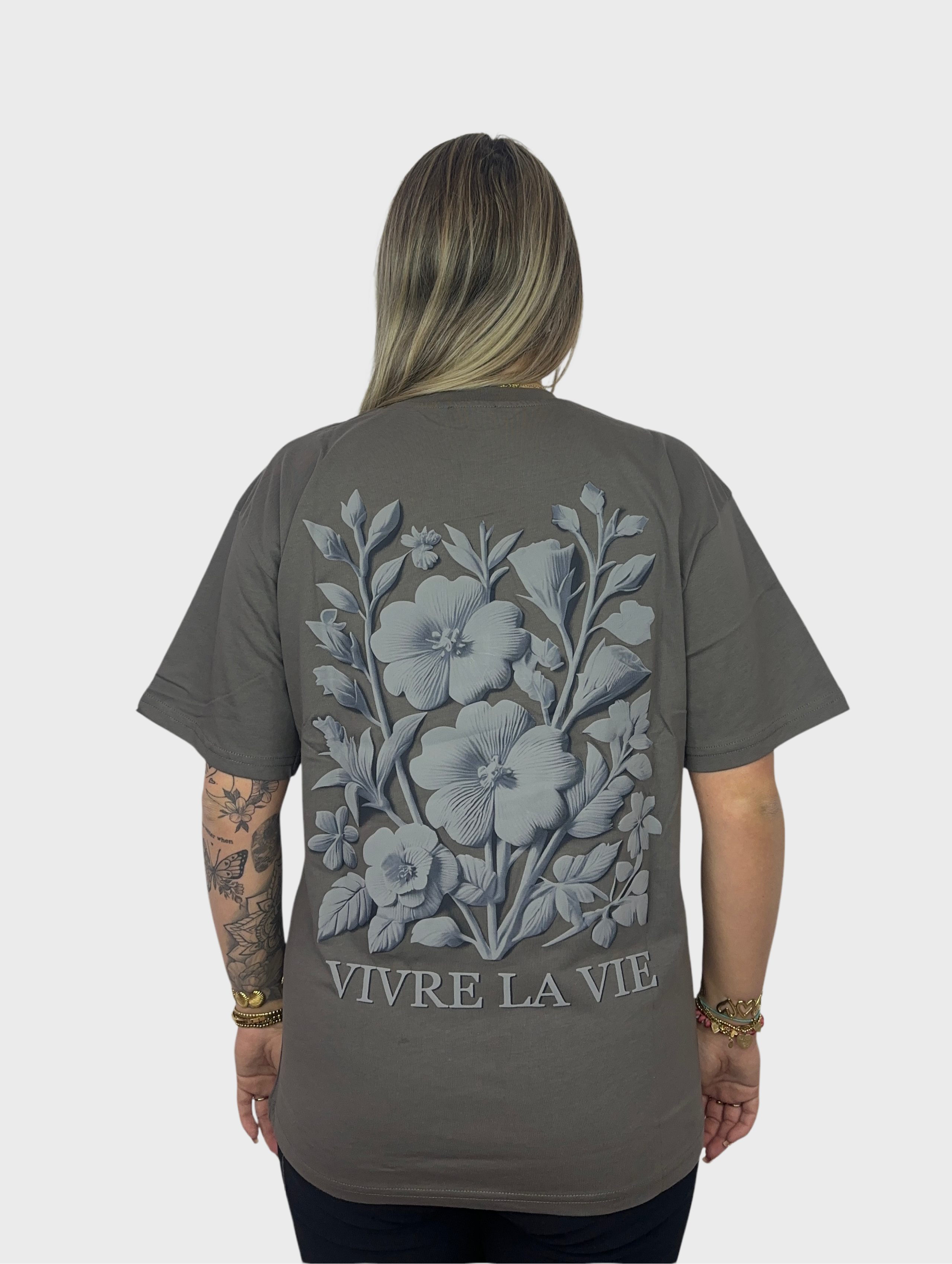 Vivre La Vie T-Shirt - Donker Grijs
