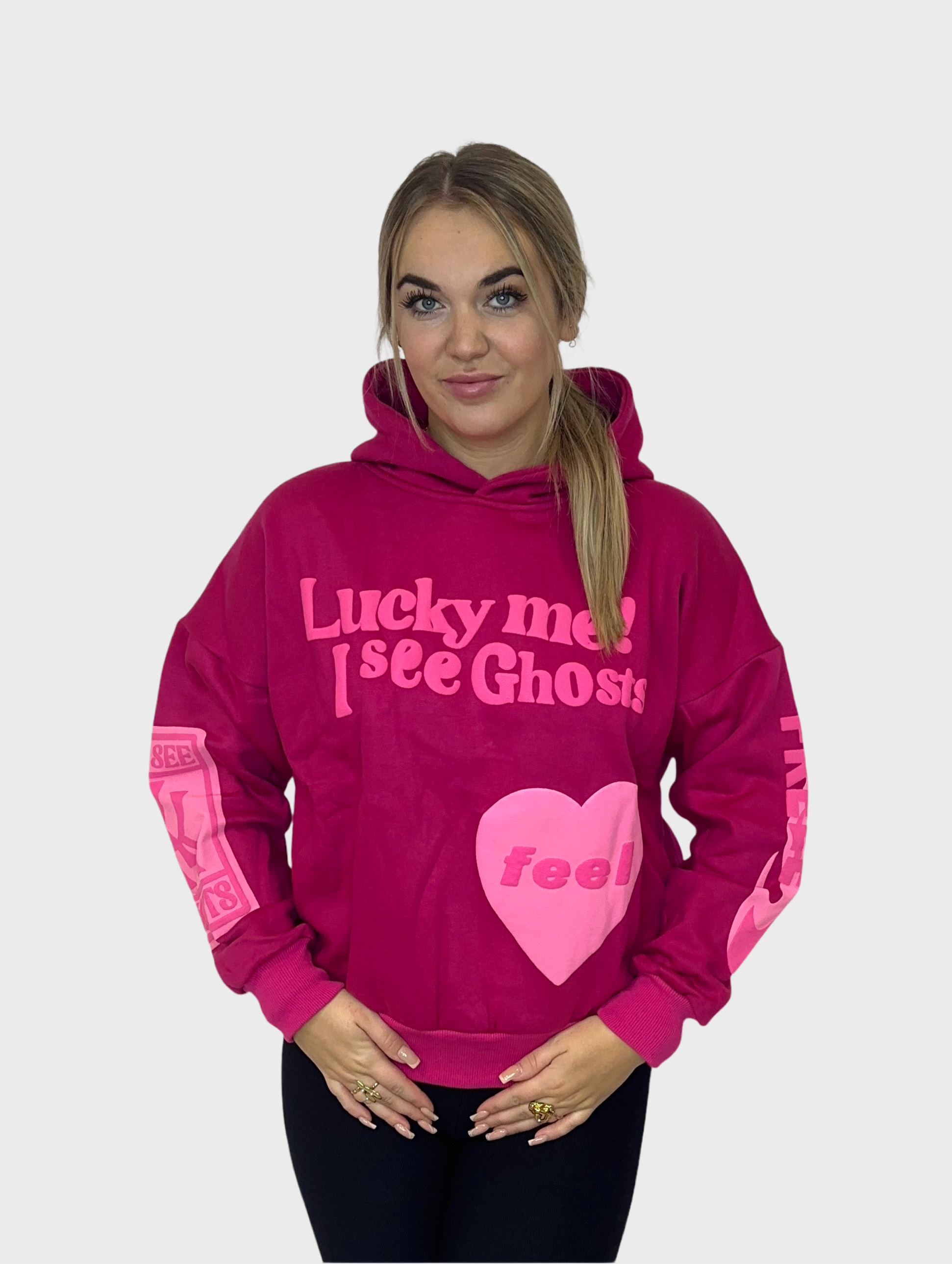 Lucky Me Hoodie - Fuchsia Roze