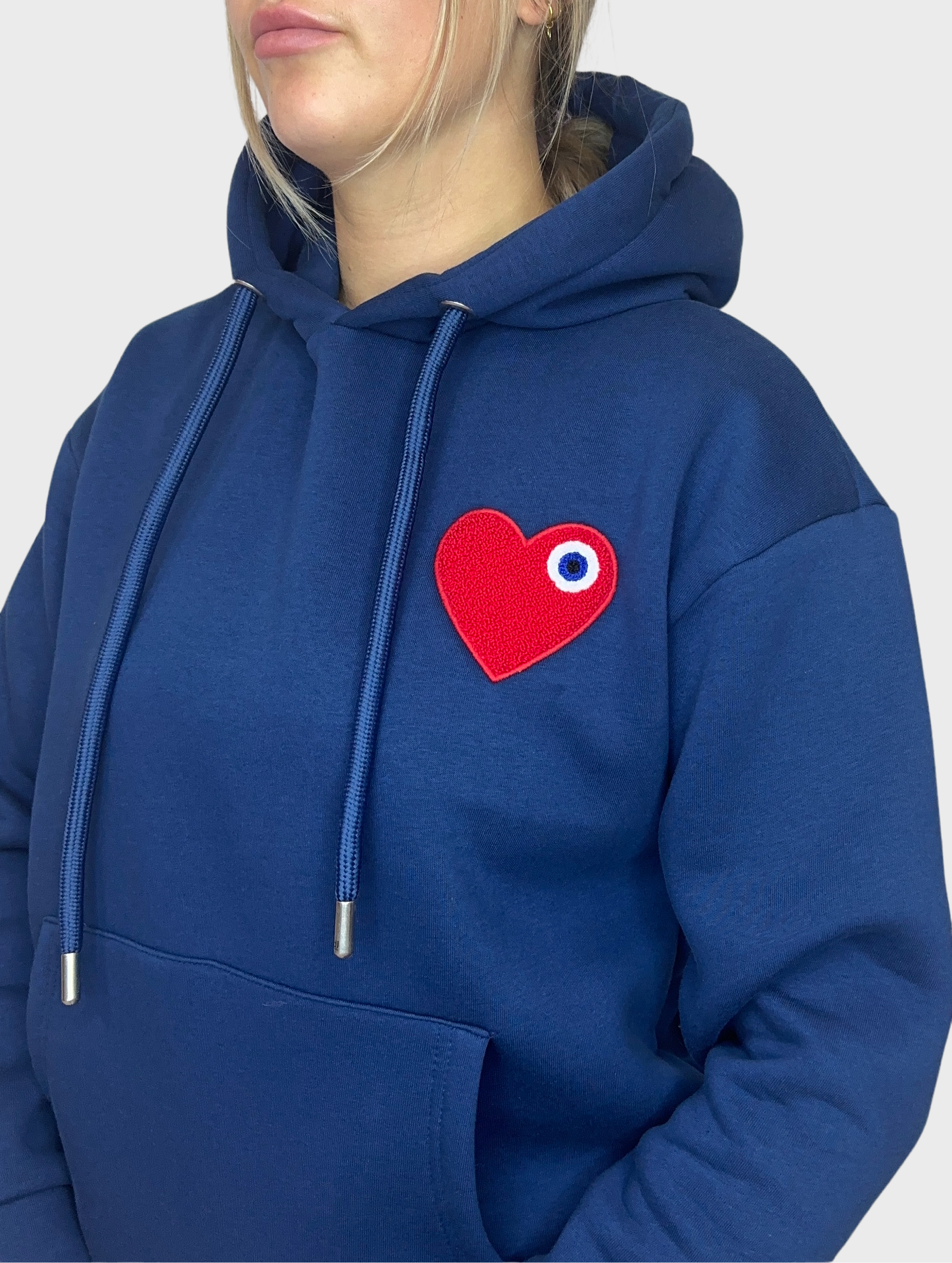 Eyes Heart Hoodie - Navy met Rood