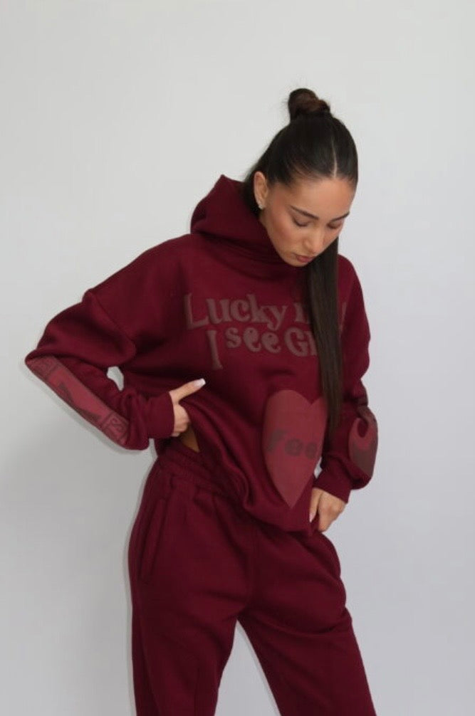 Lucky Me Hoodie - Burgundy