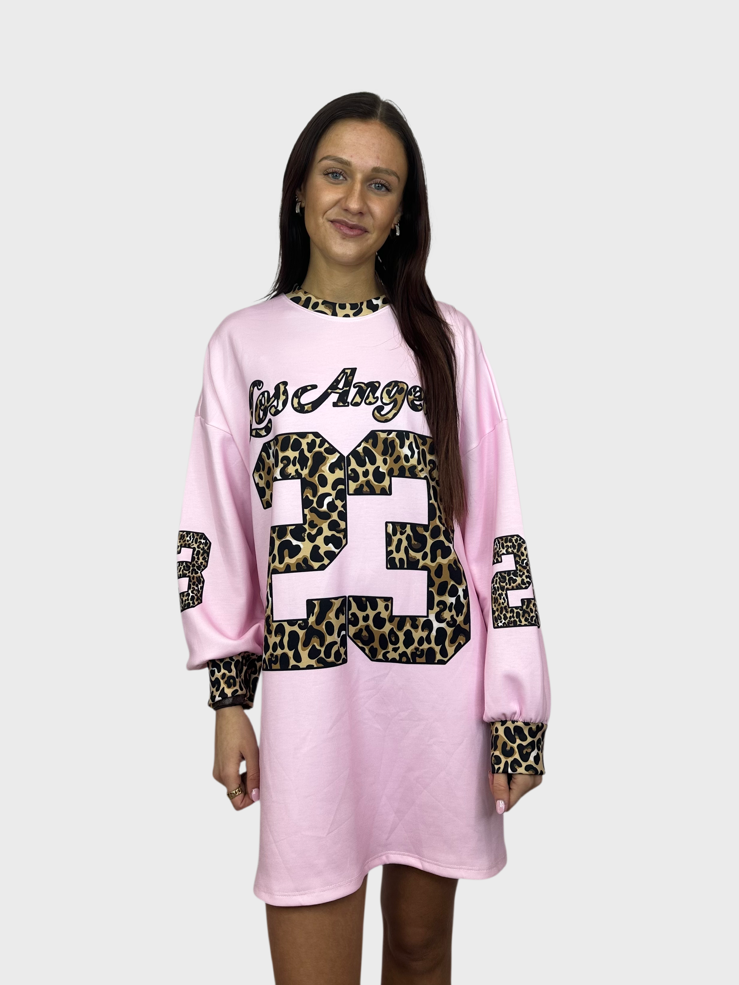 Los Angeles T-Shirt Dress - Roze