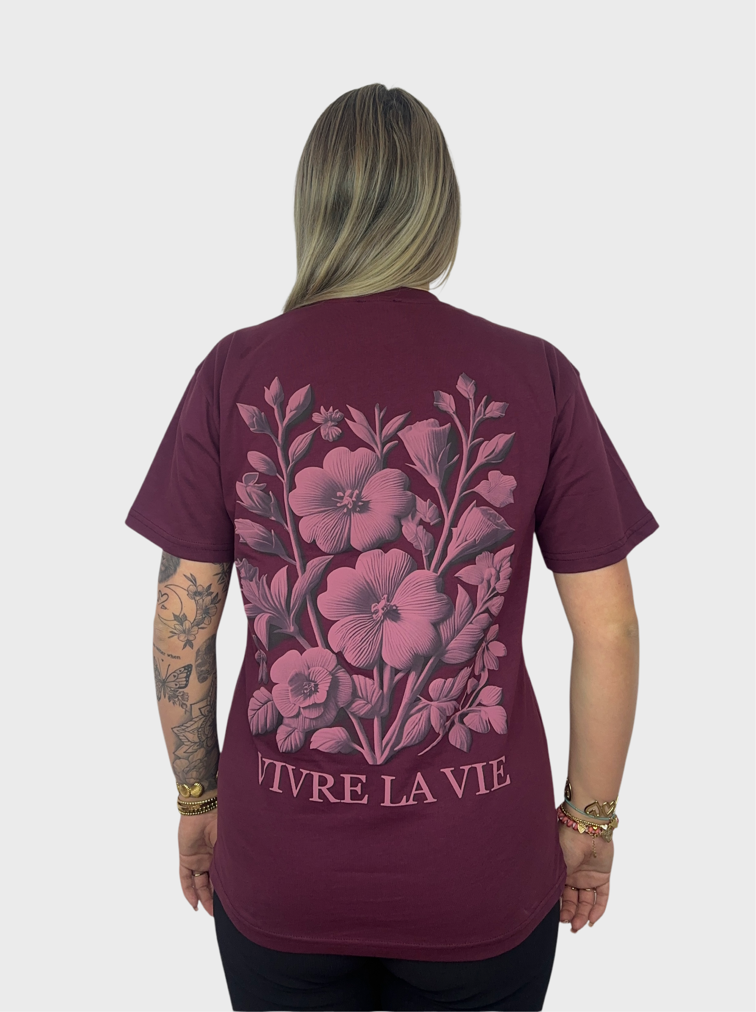 Vivre La Vie T-Shirt - Bordeaux