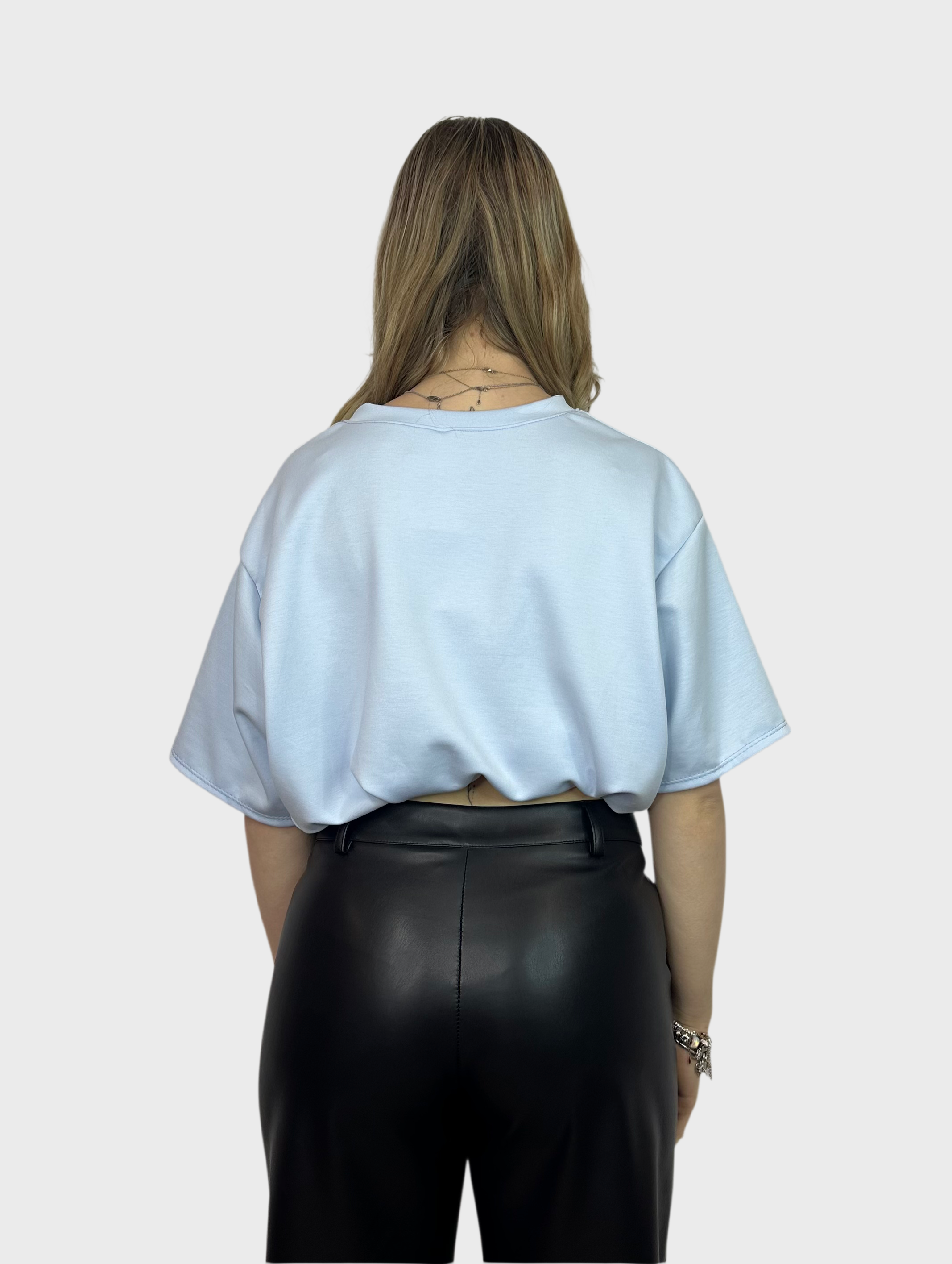 LA Leopard Top - Baby Blauw