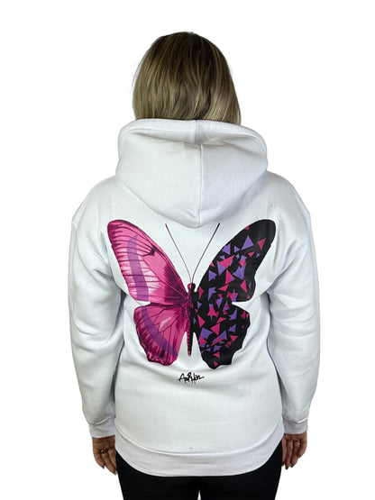Pink Butterfly Hoodie - Wit