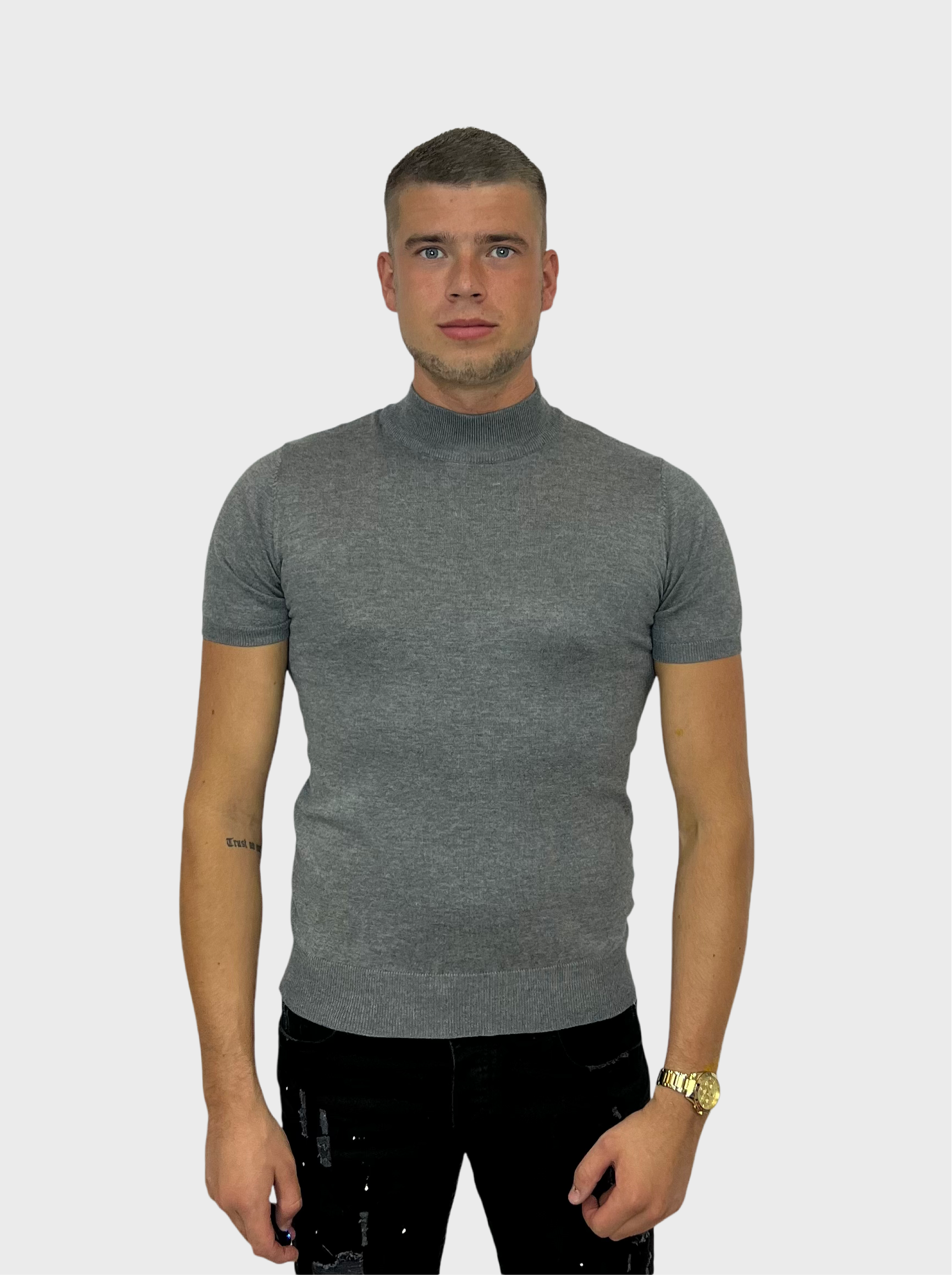 Turtle Neck T-Shirt - Grijs