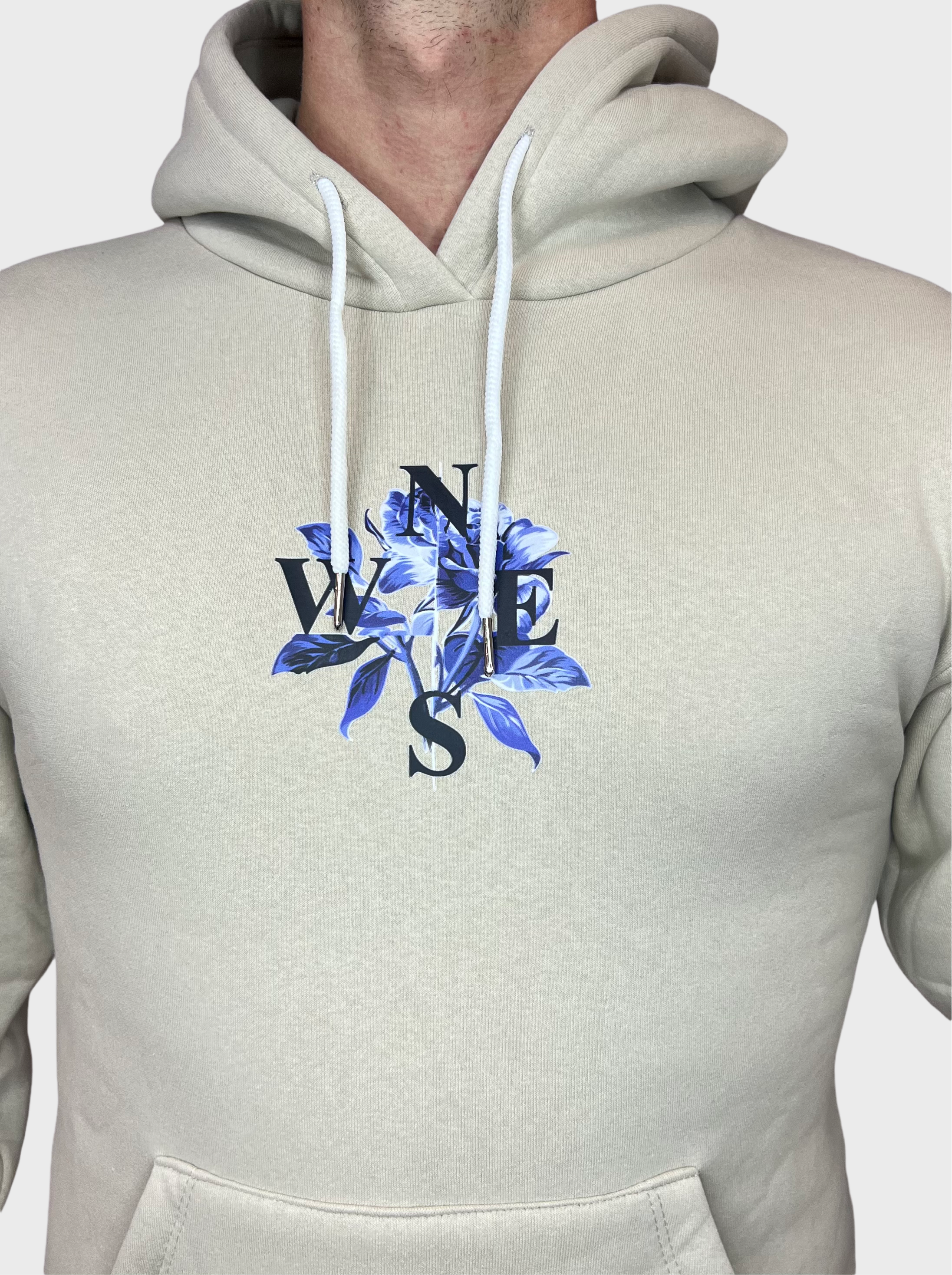 Blue Rose Hoodie - Beige