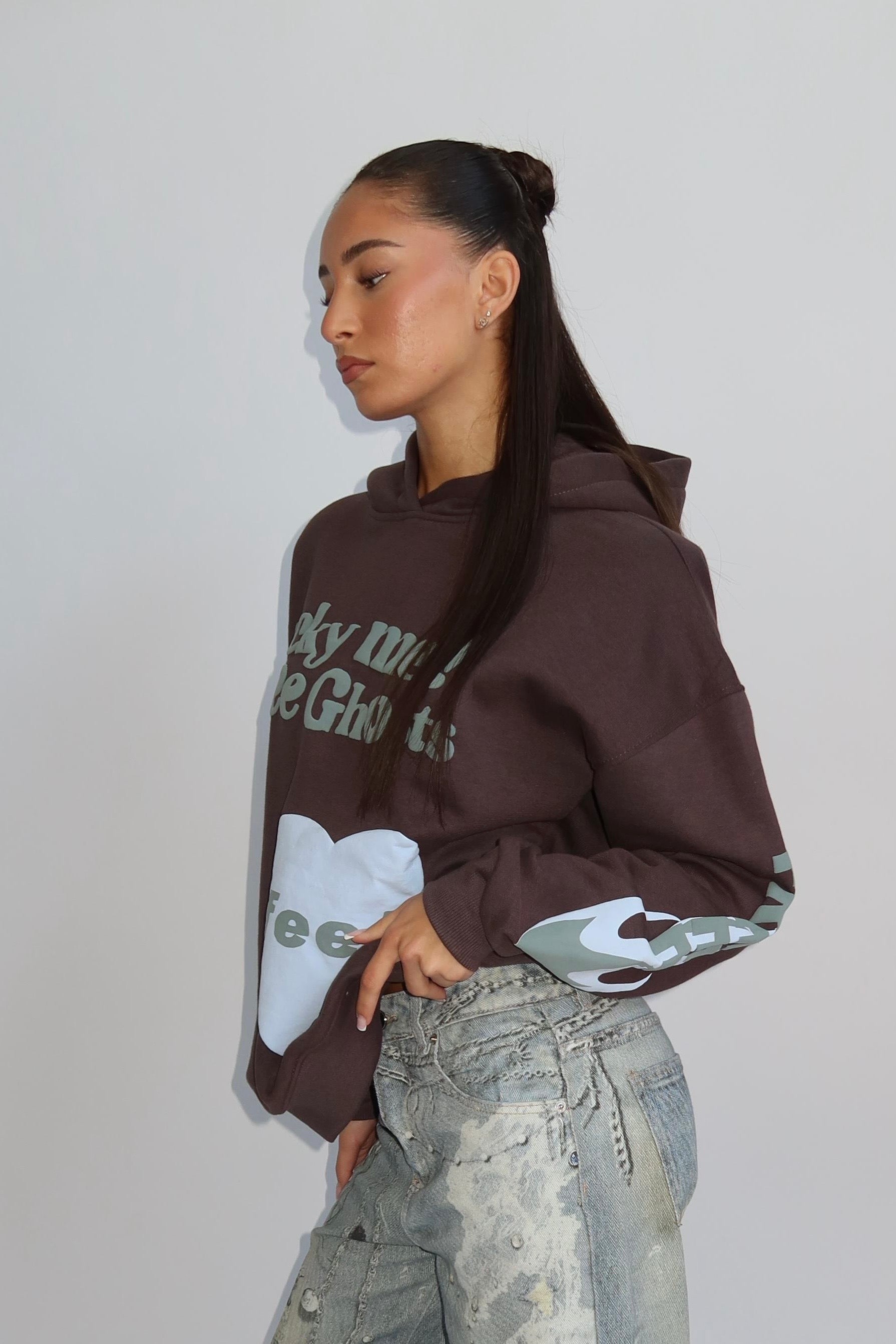 Lucky Me Hoodie - Donker Grijs met Licht Blauw