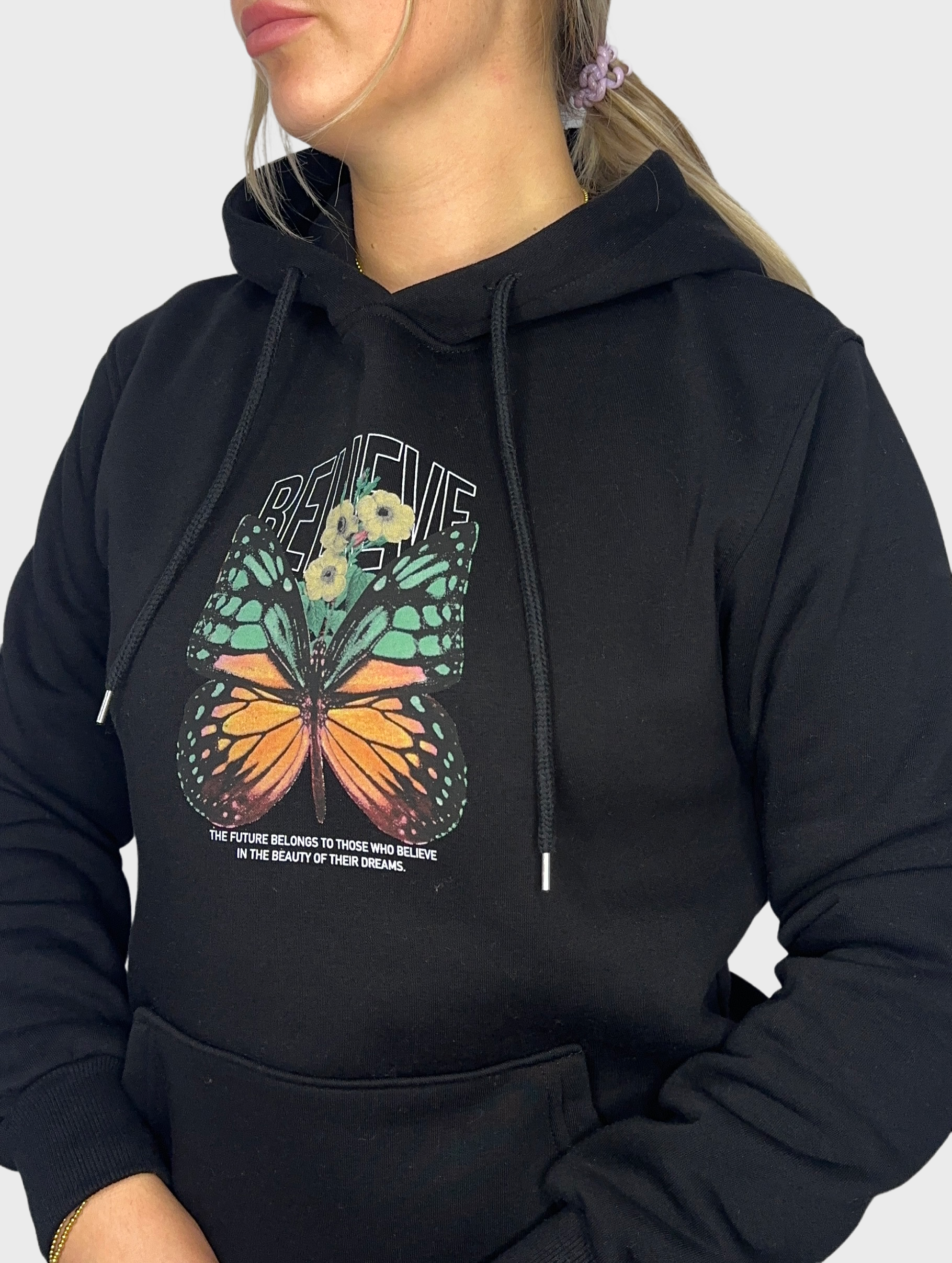 Believe Butterfly Hoodie - Zwart