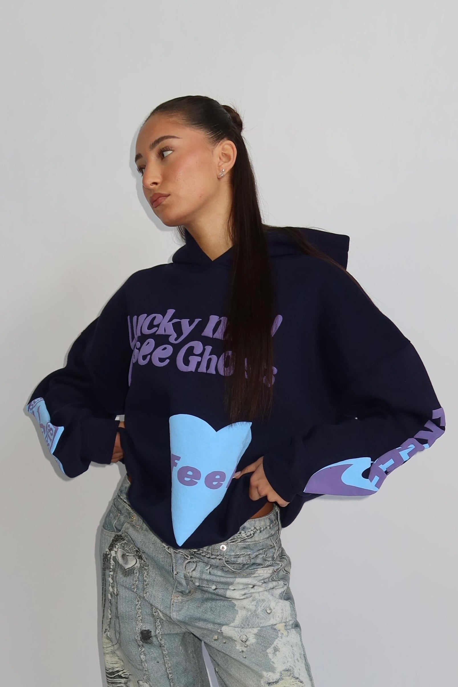 Lucky Me Hoodie - Navy met Blauw