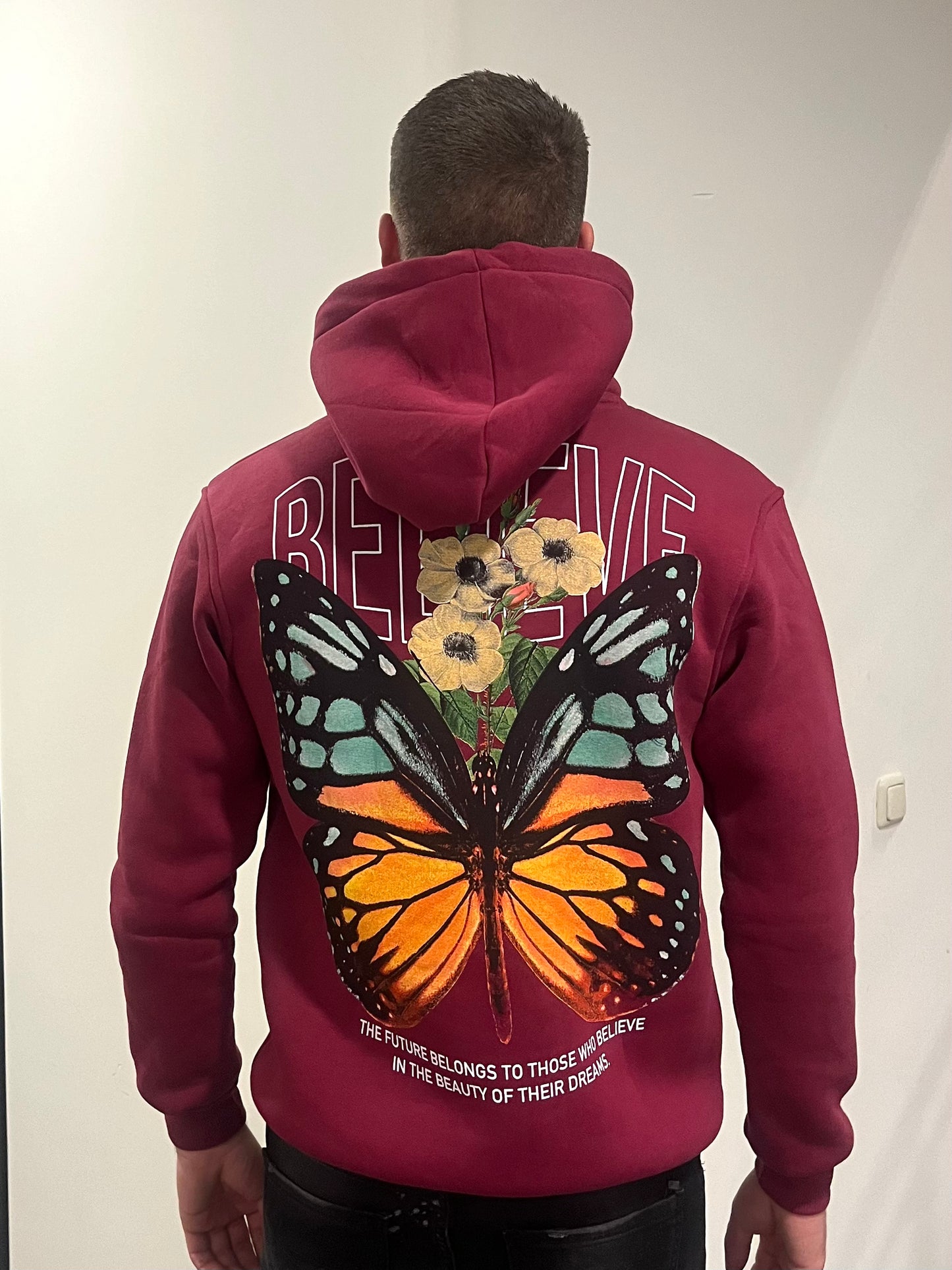 Believe Butterfly Hoodie - Bordeaux