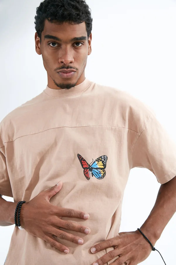 Colour Butterfly T-Shirt - Oud Roze
