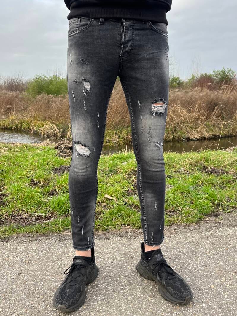 Dark Wave Skinny Jean - Zwart - Flexxfashion Flexxfashion Dark Wave Skinny Jean - Zwart