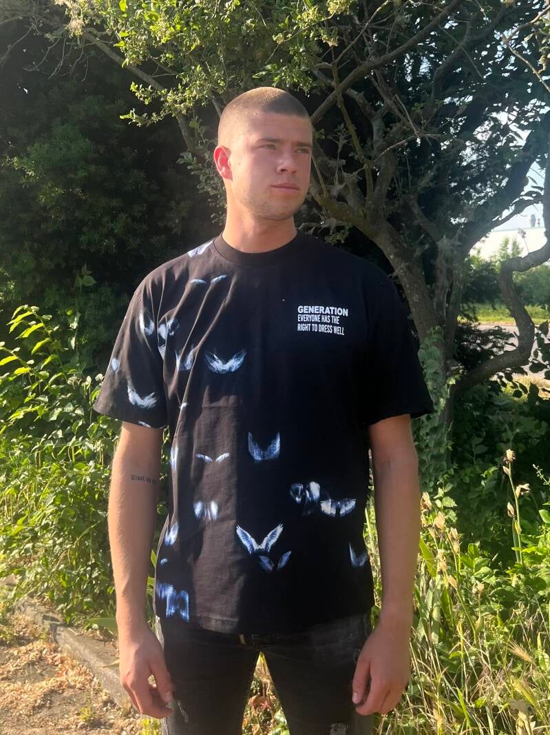 Double Butterfly T-Shirt - Zwart